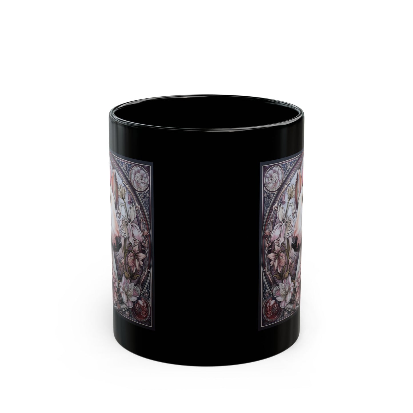Bullterrier — svart mugg art nouveau