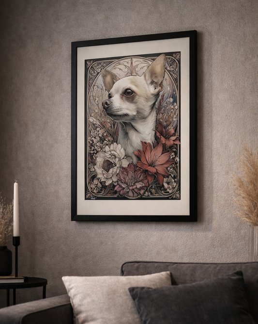 Chihuahua – djurposter i jugend & art nouveau-stil