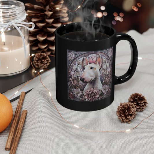 Bullterrier — svart mugg art nouveau