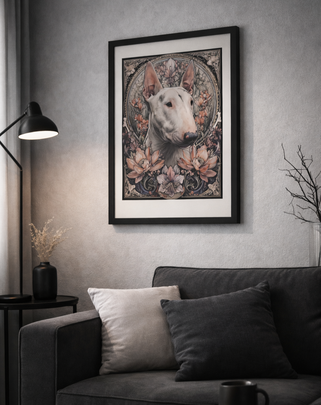 Vit Bullterrier – djurposter i jugend & art nouveau