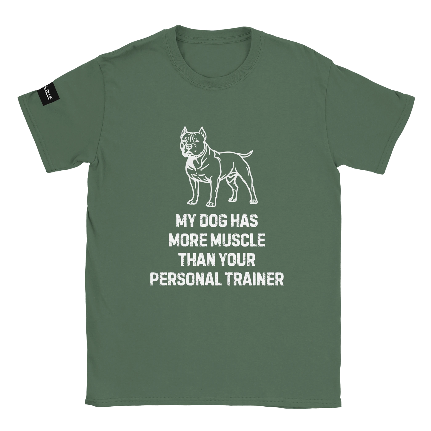 grön t-shirt med rolig text om hundar och träning