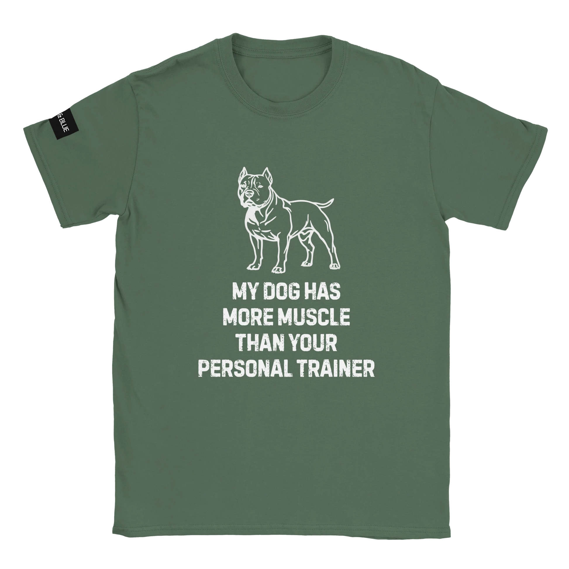 grön t-shirt med rolig text om hundar och träning